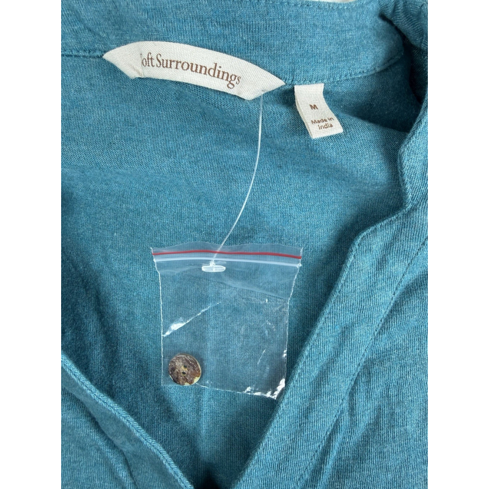 Soft Surroundings ELYSIA Dress High-Low Maxi Teal Blue Buttons V-Neck MEDIUM - Picture 4 of 6